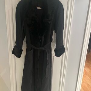 Women’s Black 100% wool Plush-Trim coat - Luxurious Lounge Coat